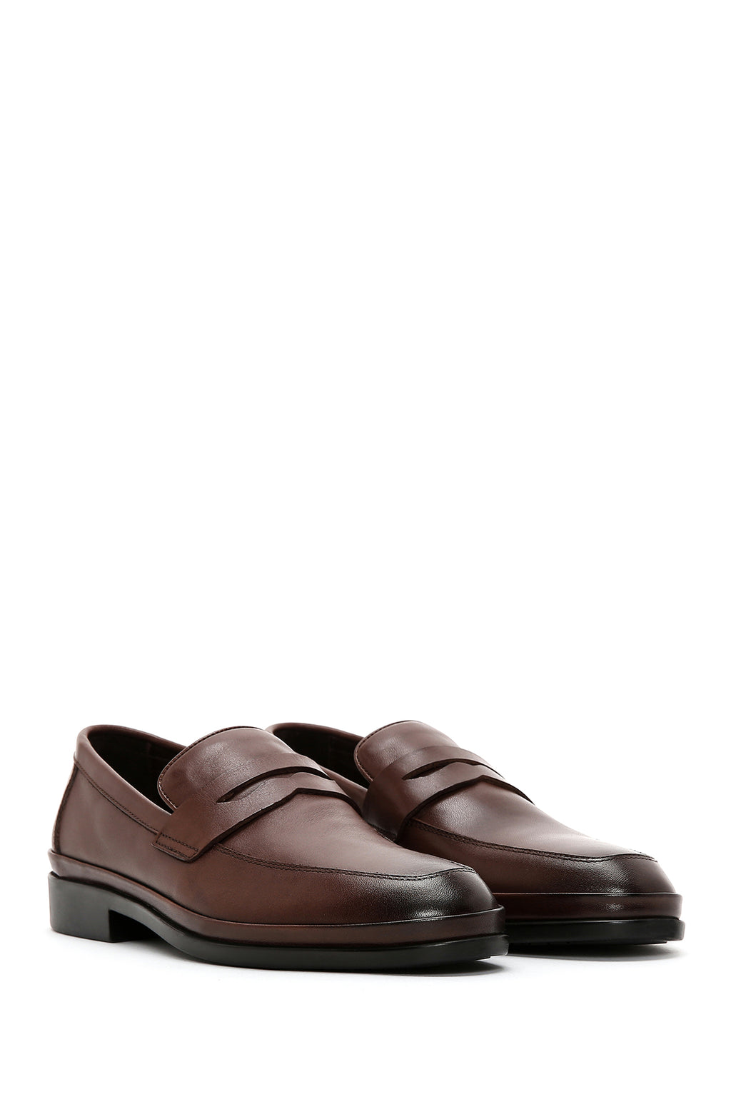 Erkek Kahverengi Deri Klasik Loafer