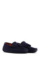 Men's Navy Blue Suede Leather Tasseled Loafer | Derimod