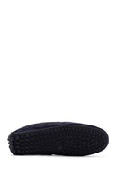 Men's Navy Blue Suede Leather Tasseled Loafer | Derimod