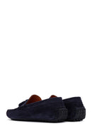 Men's Navy Blue Suede Leather Tasseled Loafer | Derimod