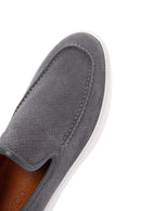 Men's Gray Suede Leather Sports Loafer | Derimod