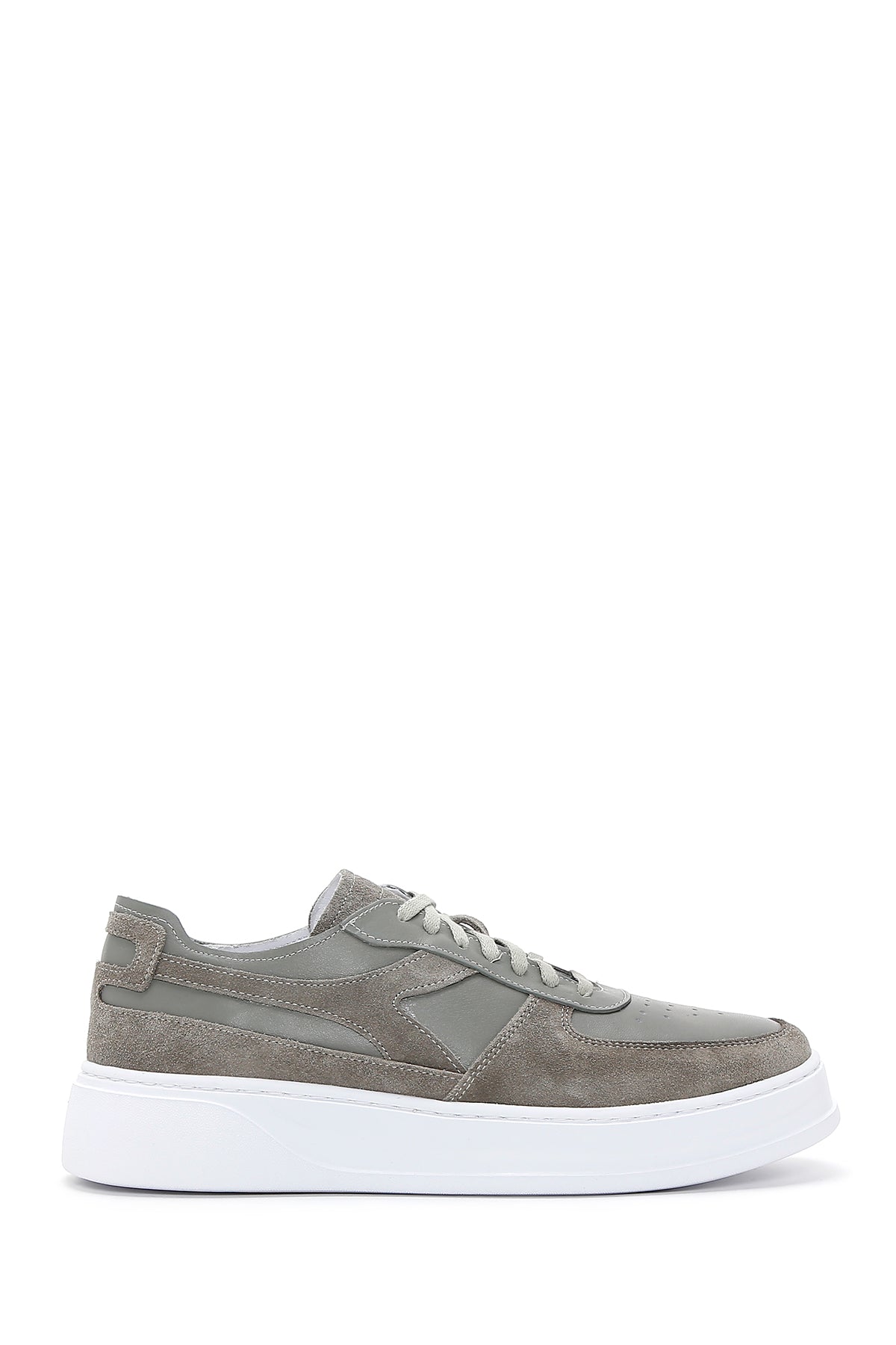 Men's Khaki Suede Leather Detailed Thick Soled Sneaker 23SFD639018 | Derimod