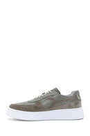 Men's Khaki Suede Leather Detailed Thick Soled Sneaker | Derimod