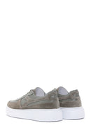 Men's Khaki Suede Leather Detailed Thick Soled Sneaker | Derimod