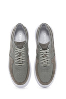 Men's Khaki Suede Leather Detailed Thick Soled Sneaker | Derimod