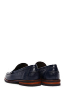 Men's Navy Blue Leather Classic Loafer | Derimod