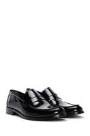 Erkek Siyah Deri Rugan Klasik Loafer | Derimod