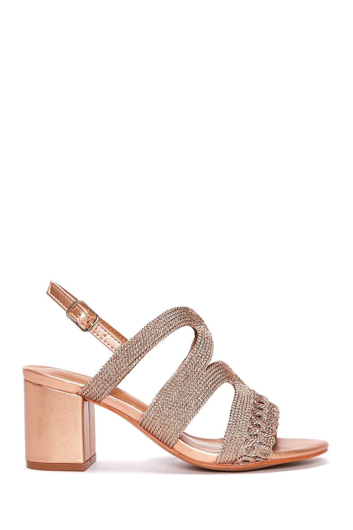 Women's Pink Gold Thick Heeled Sandals 23SFE464414 | Derimod