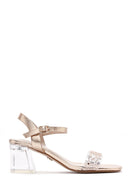 Women's Pink Vinyl Thick Heel Sandals | Derimod