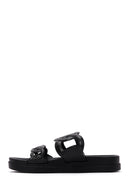 Women's Black Transparent Flat Slippers | Derimod