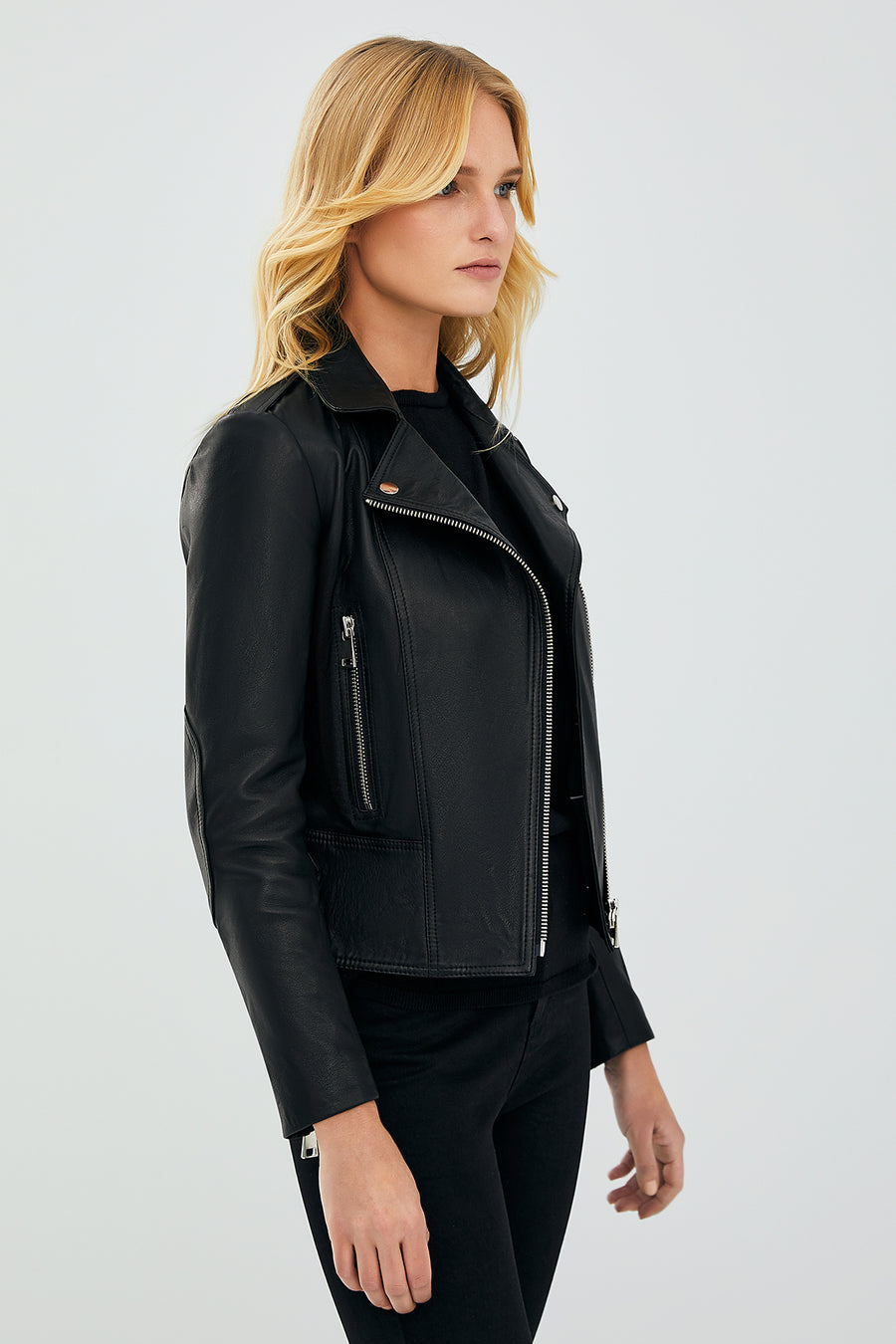 Latoya Women's Black Slim-Fit Biker Leather Jacket