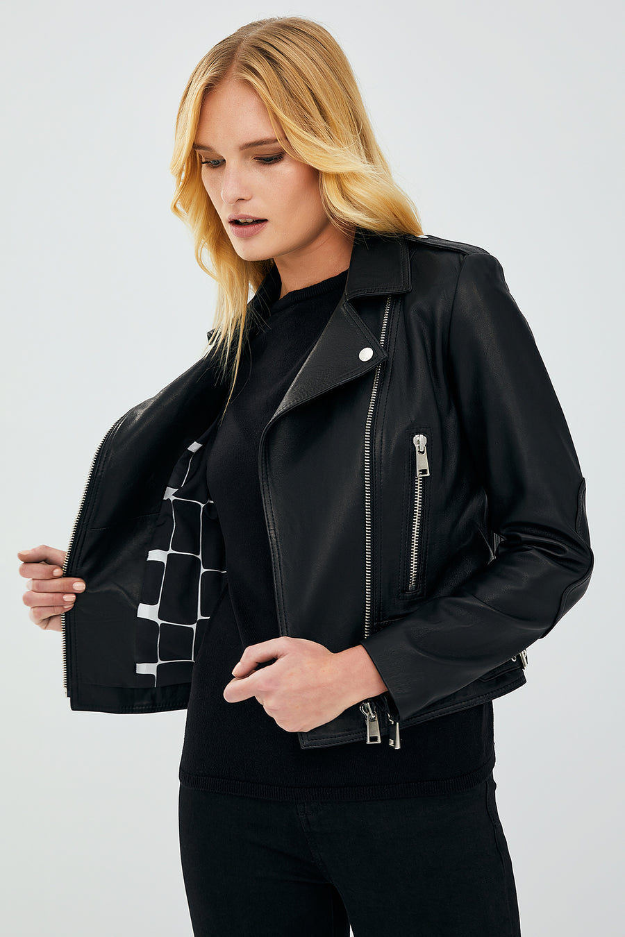 Latoya Women's Black Slim-Fit Biker Leather Jacket