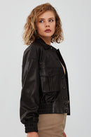 Chloe Women's Black Oversize Leather Jacket | Derimod