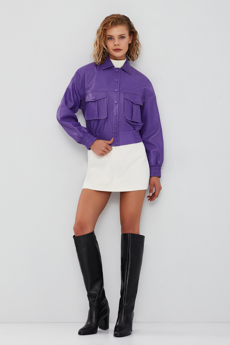 Chloe Women's Purple Oversize Leather Jacket