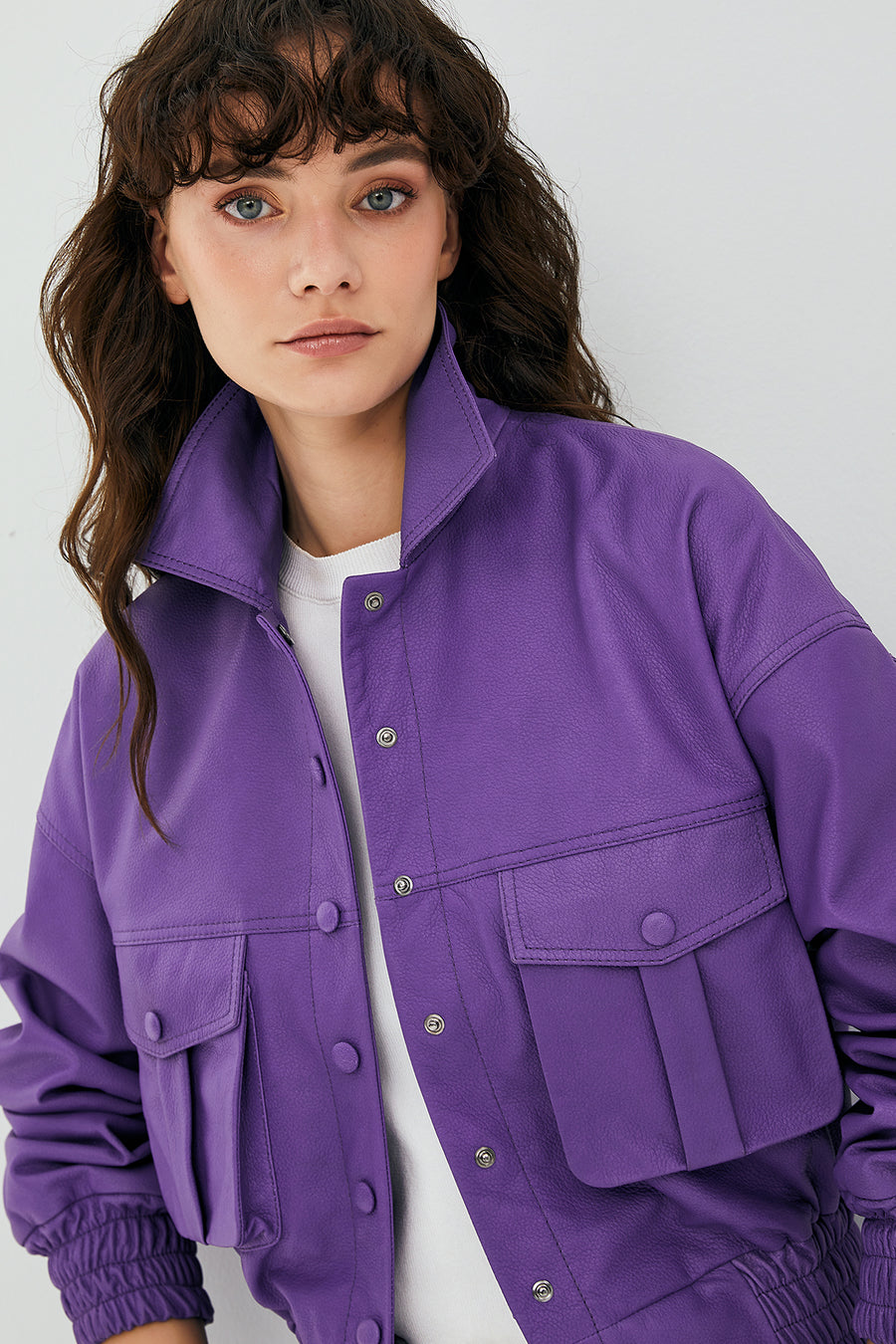 Chloe Women's Purple Oversize Leather Jacket