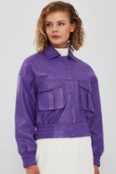 Chloe Women's Purple Oversize Leather Jacket | Derimod