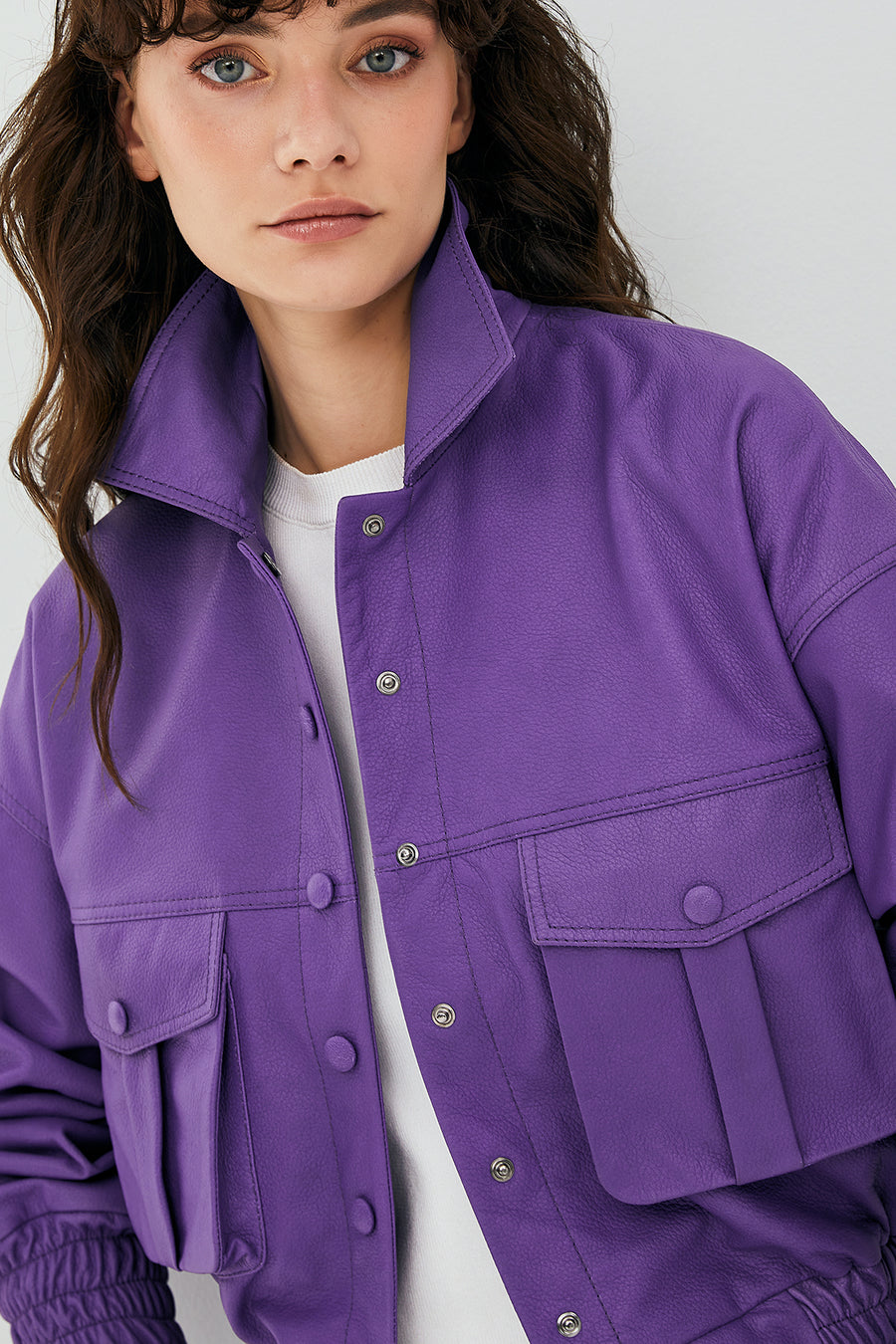 Chloe Women's Purple Oversize Leather Jacket