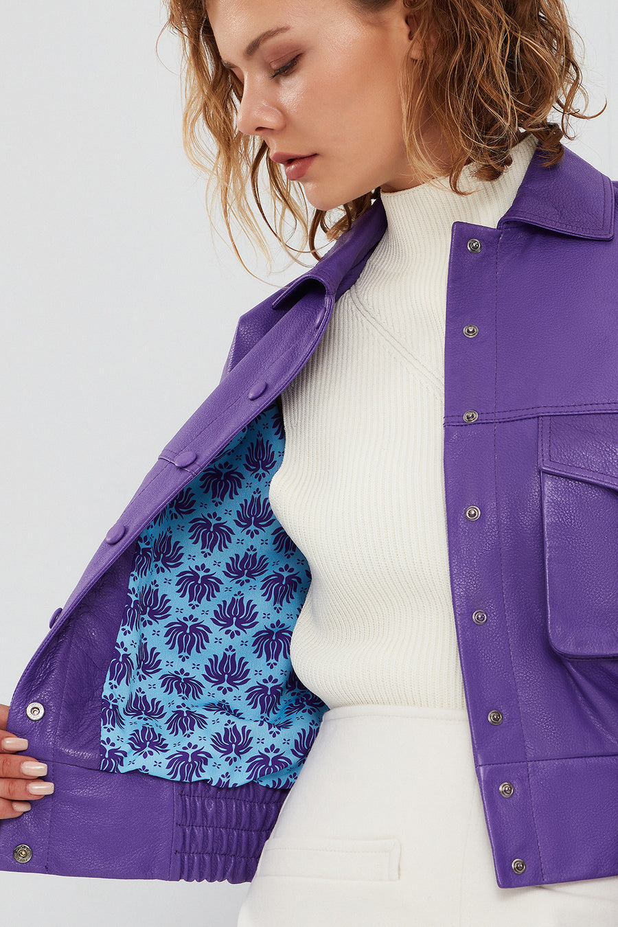 Chloe Women's Purple Oversize Leather Jacket