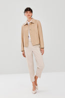 Nicole Women's Beige Leather Jacket | Derimod