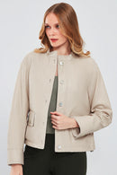Roxy Women's Ecru Leather Jacket | Derimod