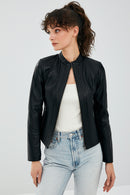 Bianca Women's Black Leather Jacket | Derimod
