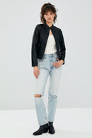 Bianca Women's Black Leather Jacket | Derimod