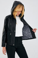 Gloria Women's Black Oversize Leather Jacket | Derimod