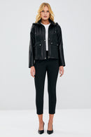 Gloria Women's Black Oversize Leather Jacket | Derimod
