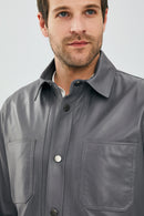 Eric Men's Gray Leather Shirt Type Jacket | Derimod