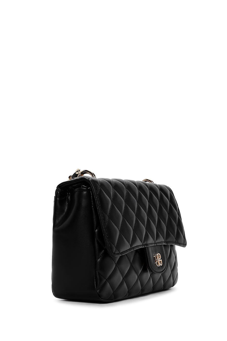 Women's Black Long Strap Quilted Crossbody Bag
