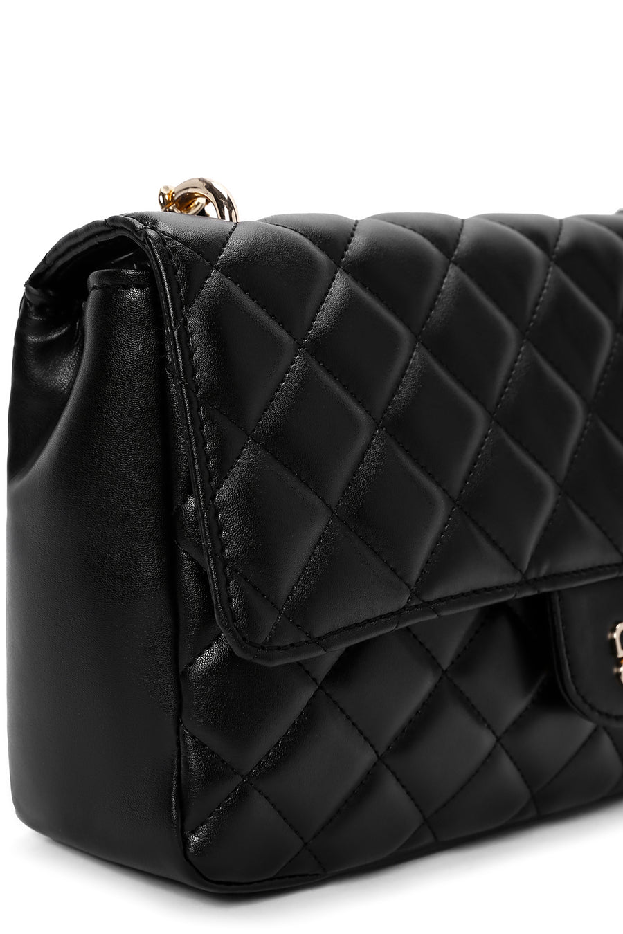 Women's Black Long Strap Quilted Crossbody Bag