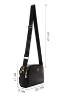 Women's Black Long Strap Crocodile Patterned Crossbody Bag | Derimod