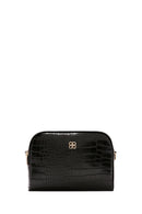 Women's Black Long Strap Crocodile Patterned Crossbody Bag | Derimod