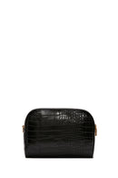 Women's Black Long Strap Crocodile Patterned Crossbody Bag | Derimod