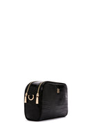 Women's Black Long Strap Crocodile Patterned Crossbody Bag | Derimod