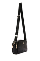 Women's Black Long Strap Crocodile Patterned Crossbody Bag | Derimod