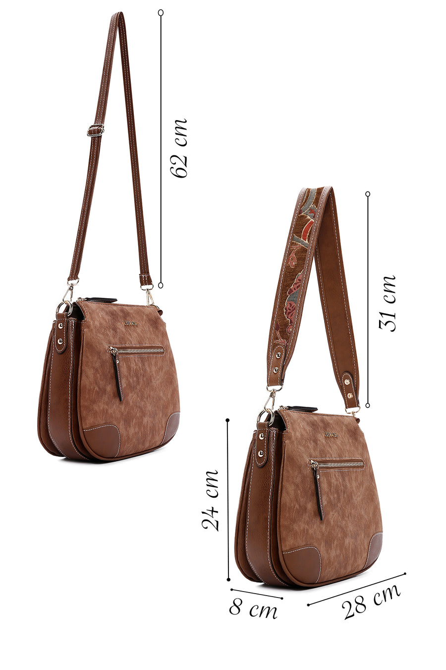 Women's Tan Nubuck Crossbody Bag