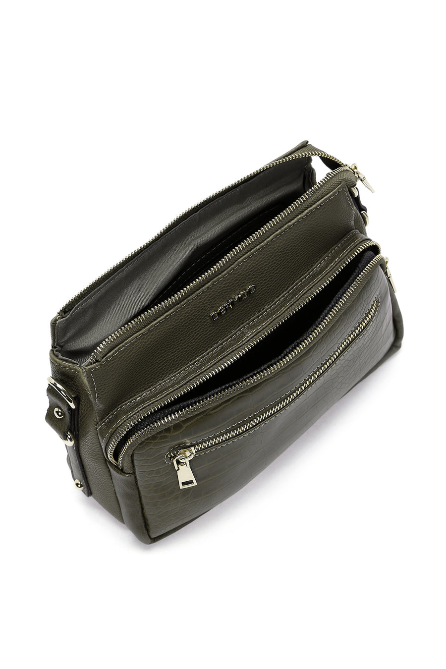 Women's Khaki Crocodile Cross Bag