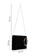 Women's Black Long Chain Strap Plush Clutch Bag | Derimod