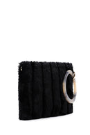 Women's Black Long Chain Strap Plush Clutch Bag | Derimod