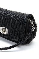 Women's Black Long Strap Quilted Shoulder Bag | Derimod