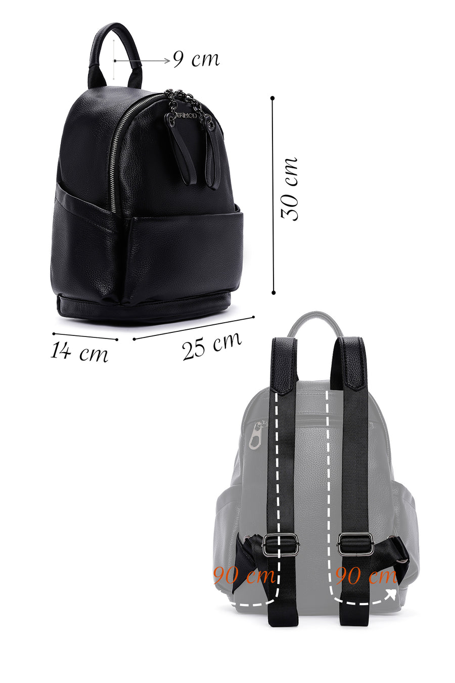 Women's Black Leather Backpack