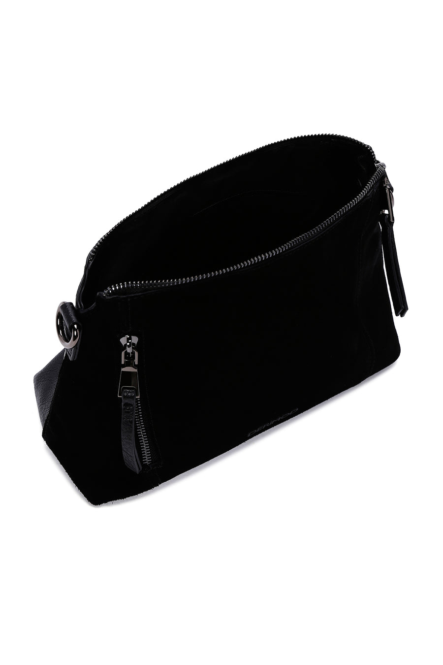 Women's Black Long Strap Suede Crossbody Bag