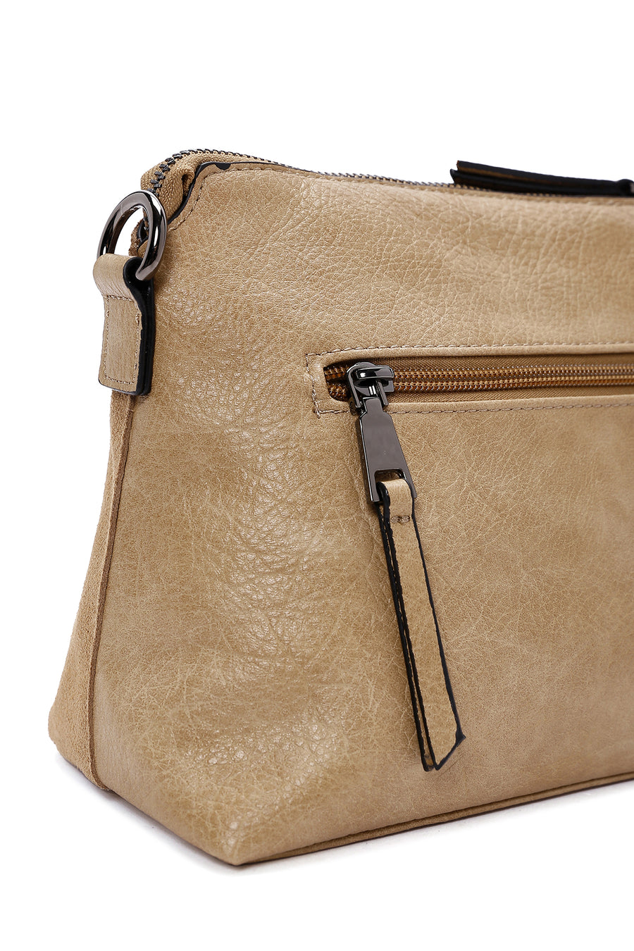 Women's Light Brown Long Strap Suede Crossbody Bag