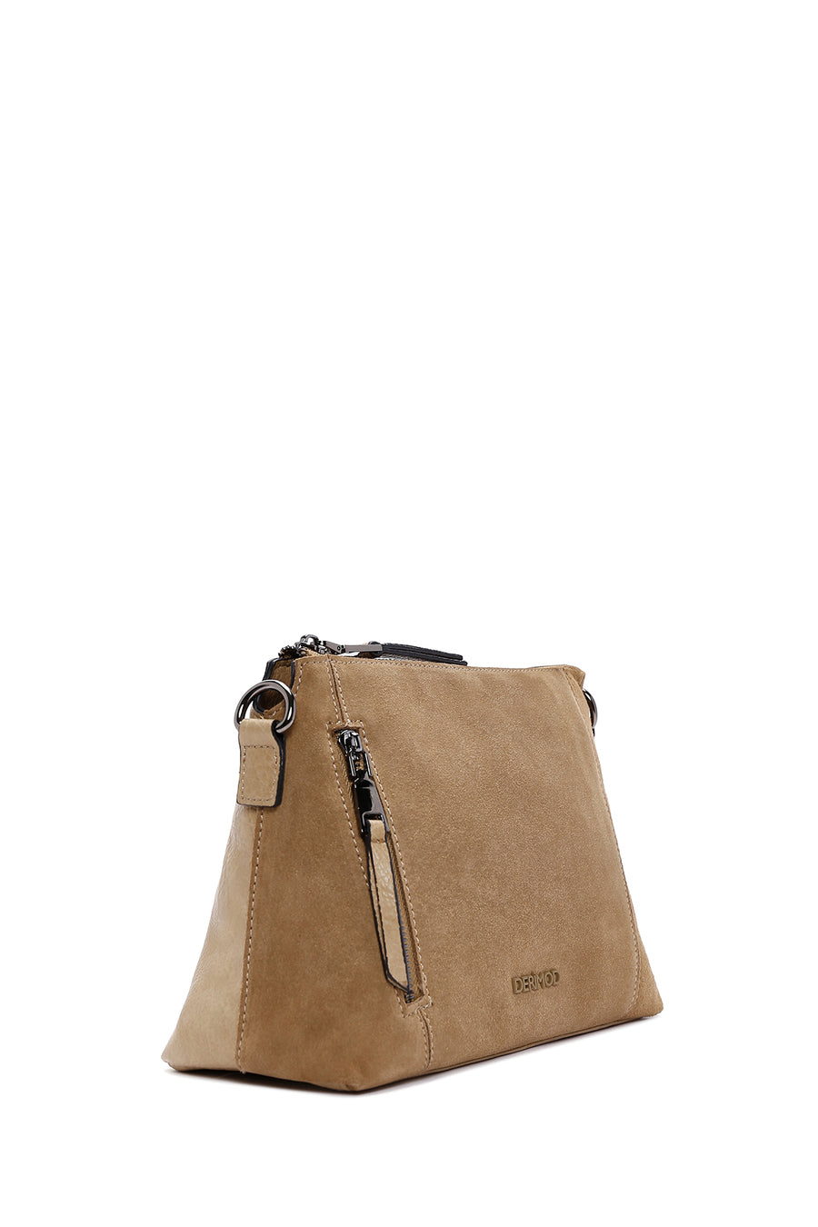 Women's Light Brown Long Strap Suede Crossbody Bag