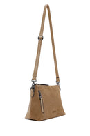 Women's Light Brown Long Strap Suede Crossbody Bag | Derimod