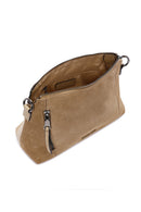 Women's Light Brown Long Strap Suede Crossbody Bag | Derimod