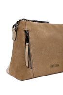 Women's Light Brown Long Strap Suede Crossbody Bag | Derimod