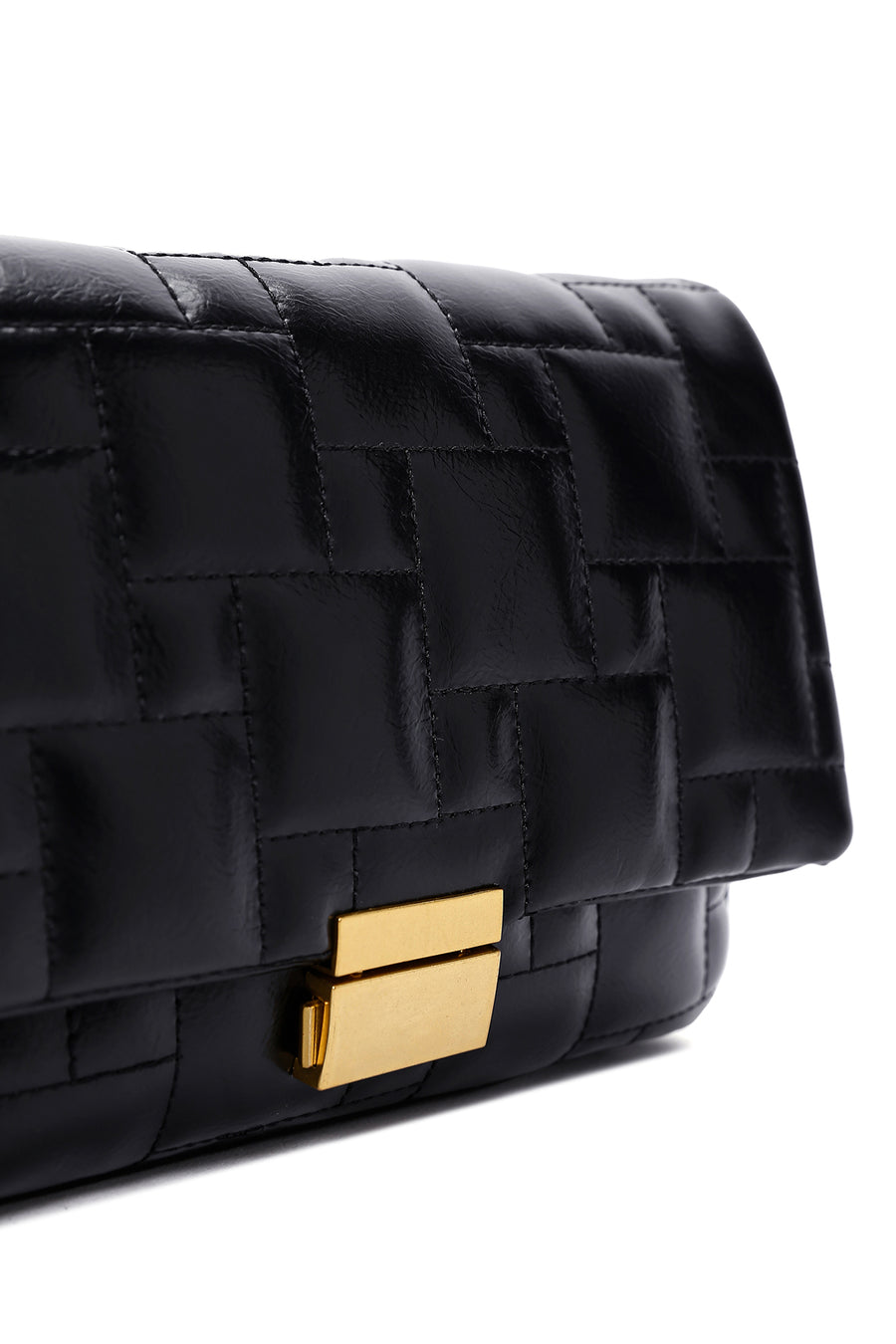 Women's Black Long Strap Quilted Crossbody Bag