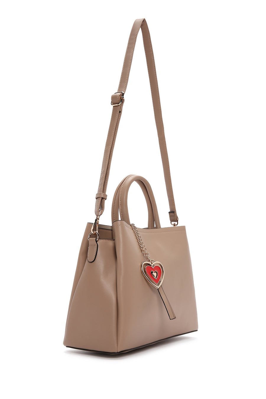 Women's Brown Long Strap Crossbody Bag with Accessory Detail